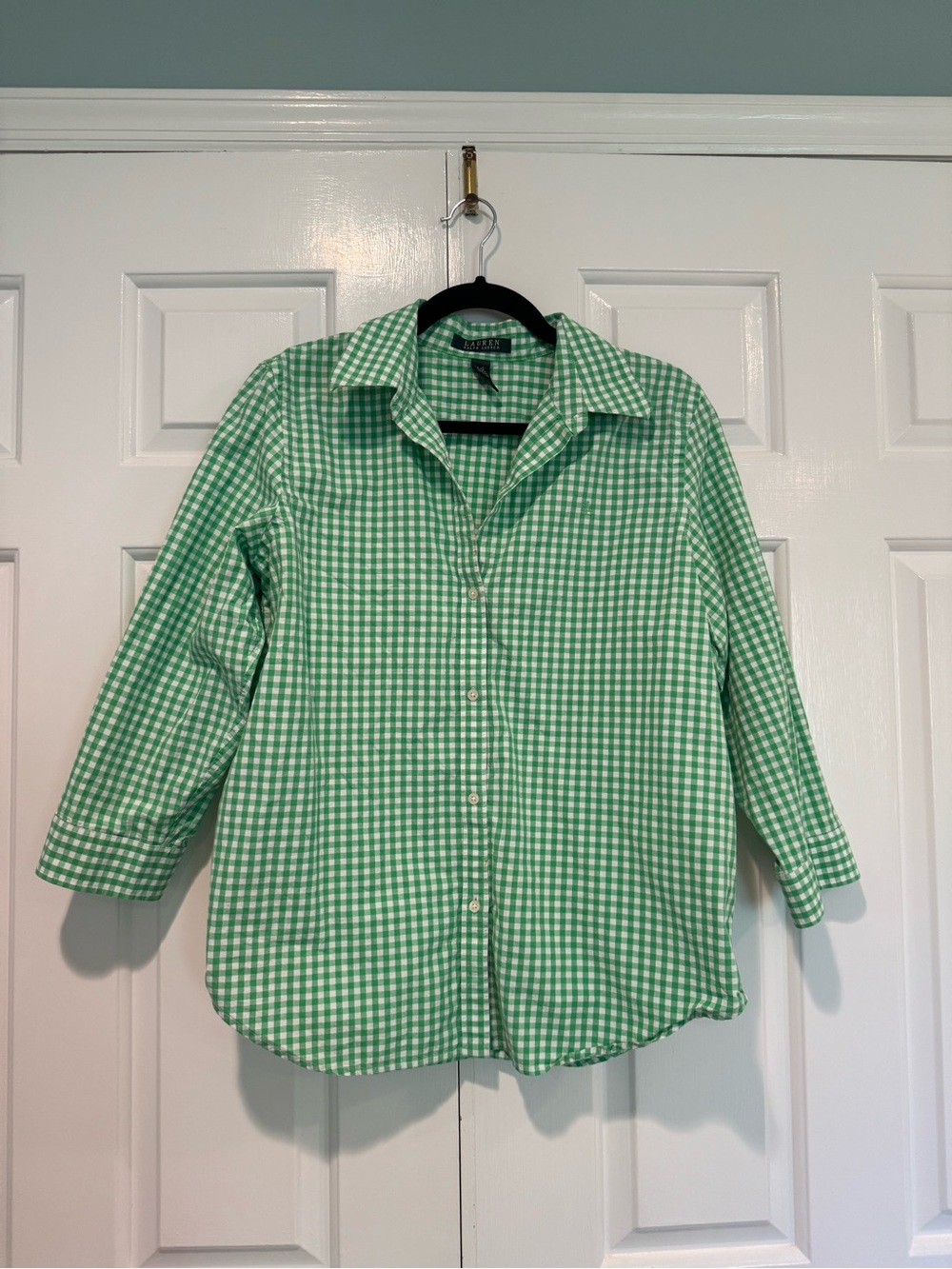 Lauren Ralph Lauren Green & White Gingham Button-Up Shirt